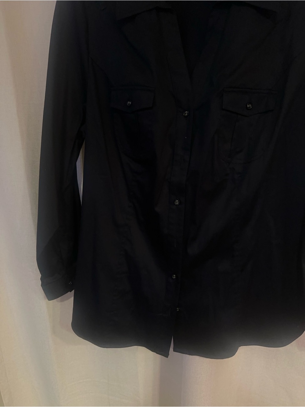 Lane Bryant Black Long-Sleeve Button Shirt